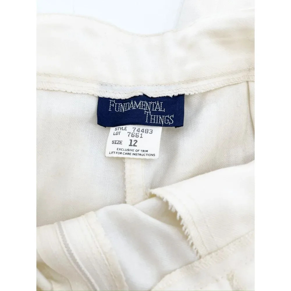 Urban Outfitters Fundamental Things Casual Pants Women Size 12 Cream 90s Pleated - Picture 5 of 5